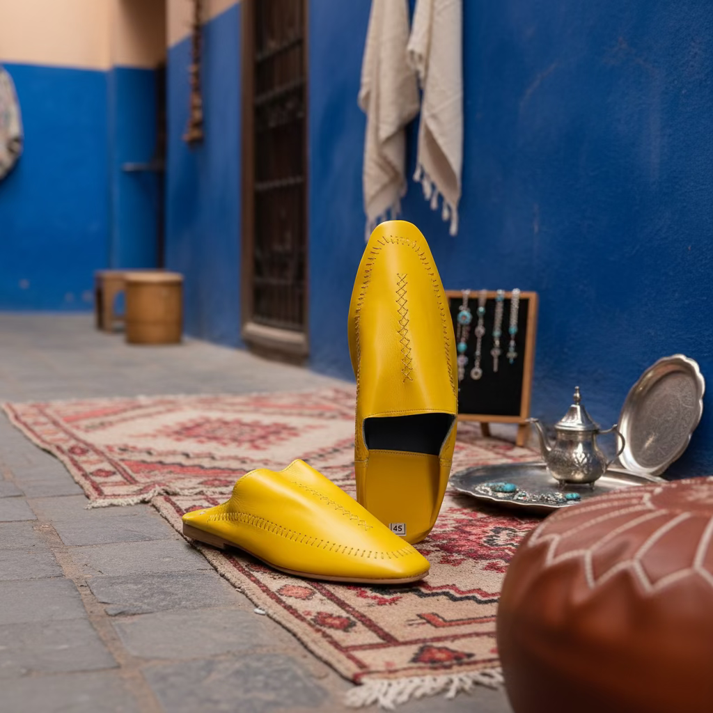 Kawseera Cendros – Men's Handcrafted Leather Moroccan Babouches
