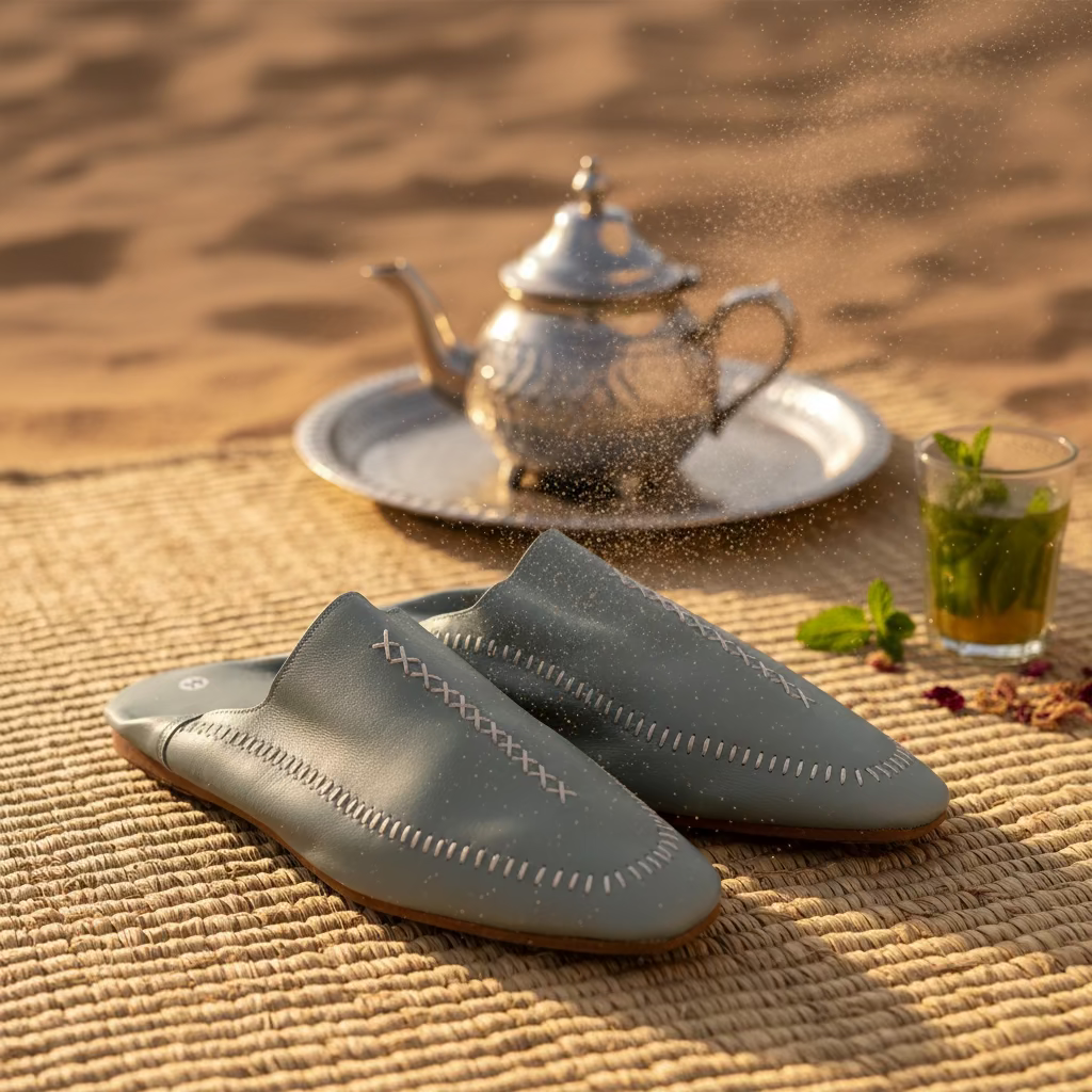 Kawseera Cendros – Men's Handcrafted Leather Moroccan Babouches